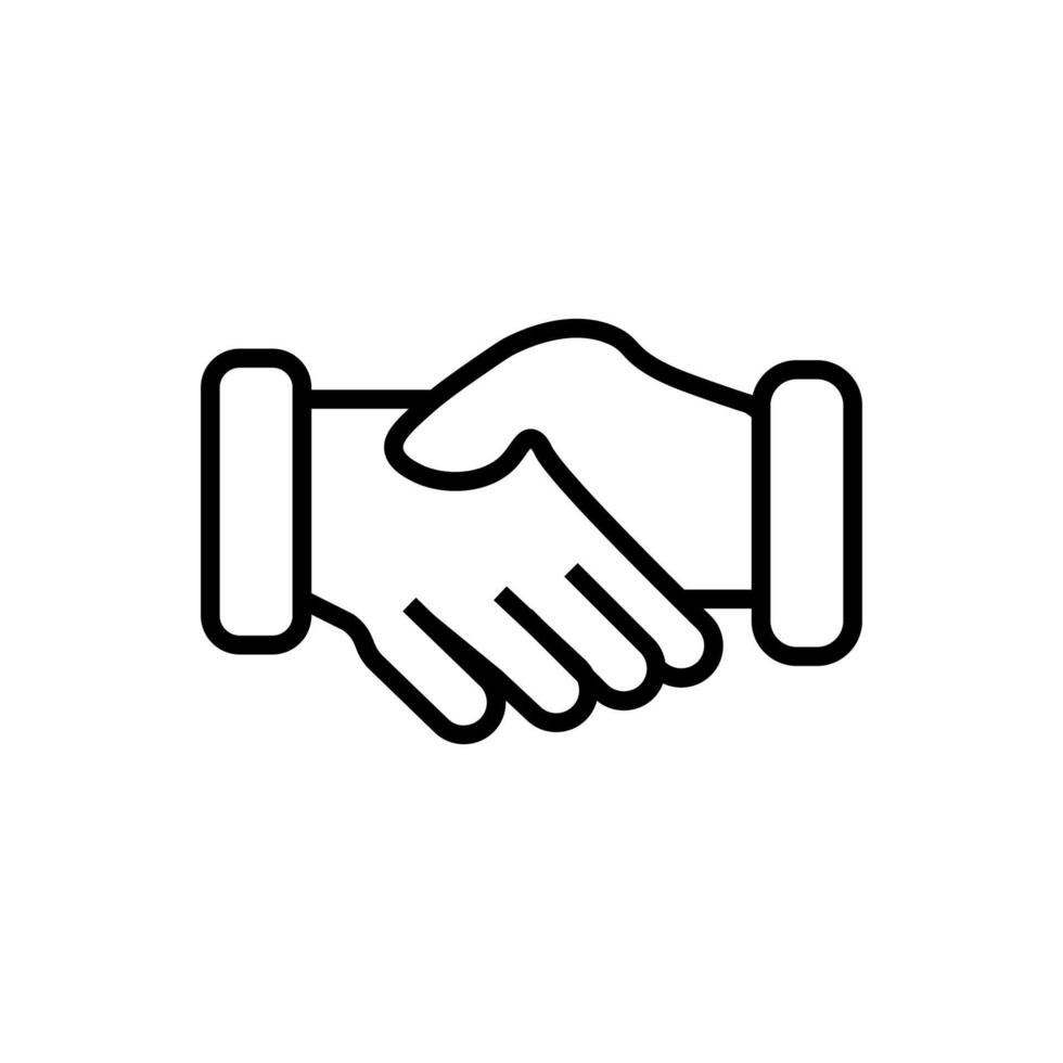 Handshaking Isolated Line Icon. Perfect for UI, apps, sites, stores, adverts. Editable stroke, drawn with black thin line vector