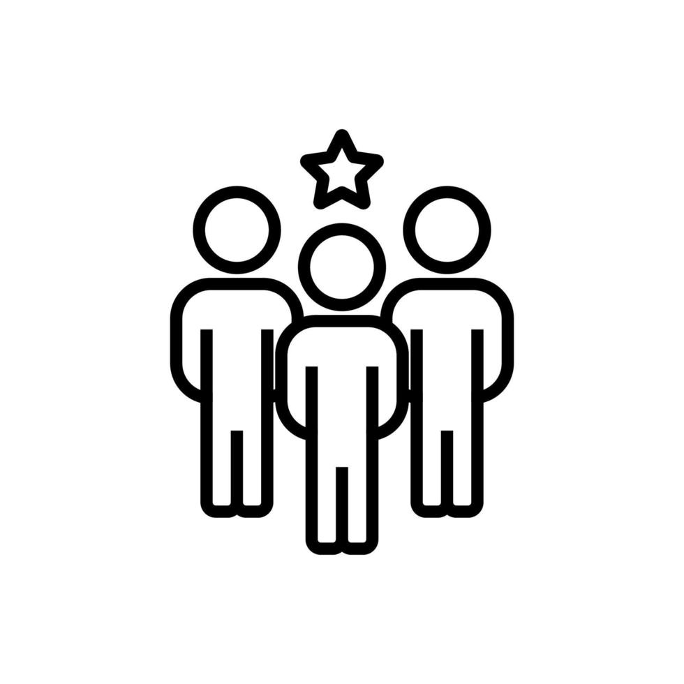 Leader of Team Isolated Line Icon. Perfect for UI, apps, sites, stores, adverts. Editable stroke, drawn with black thin line vector