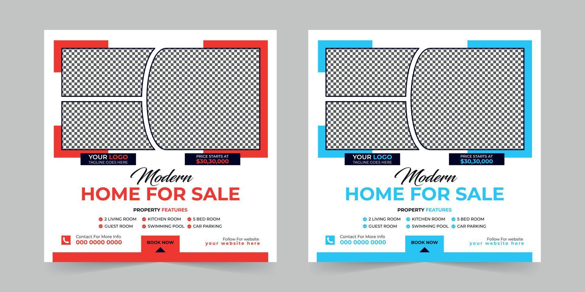 Modern Real estate house sale and home rent advertising square Social media post and corporate promotion ads discount web banner vector template design.