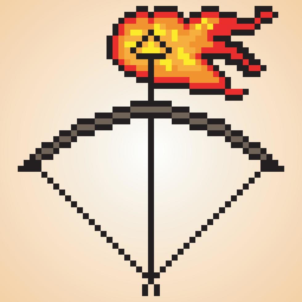 Fire arrow pixel art. Vector illustration