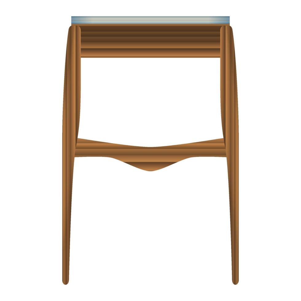 Folding wood table side view in realistic style. Turquoise table top