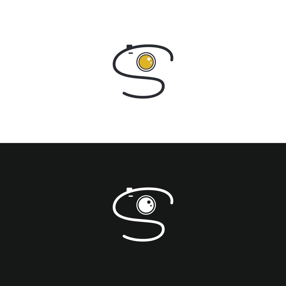 diseño de concepto de lente de cámara de logotipo de fotografía de letra s vector
