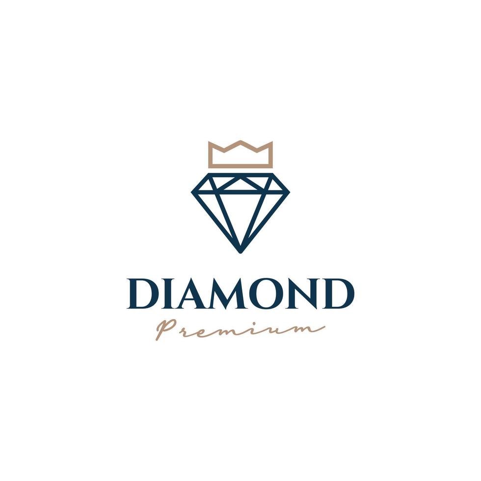 diamond king logo, diamond with crown logo design concept vector