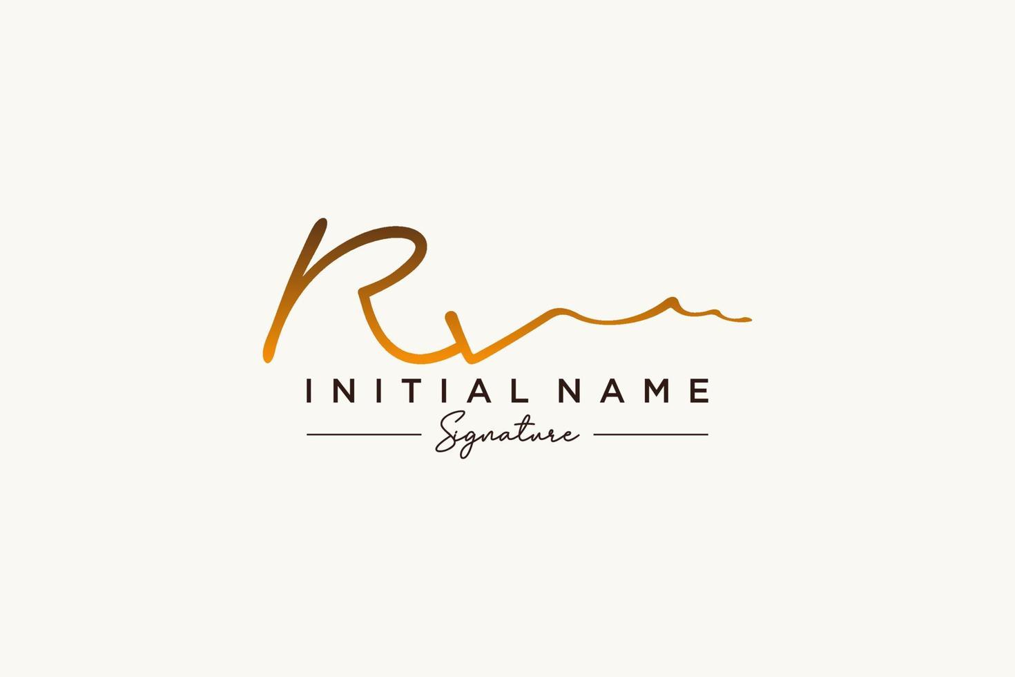 Initial RV signature logo template vector. Hand drawn Calligraphy lettering Vector illustration.