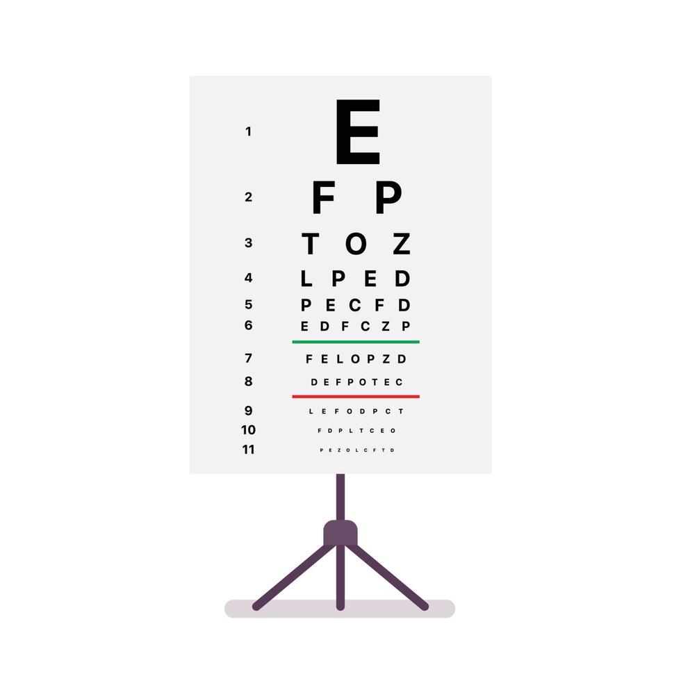 Eye test chart table isolated on white background vector