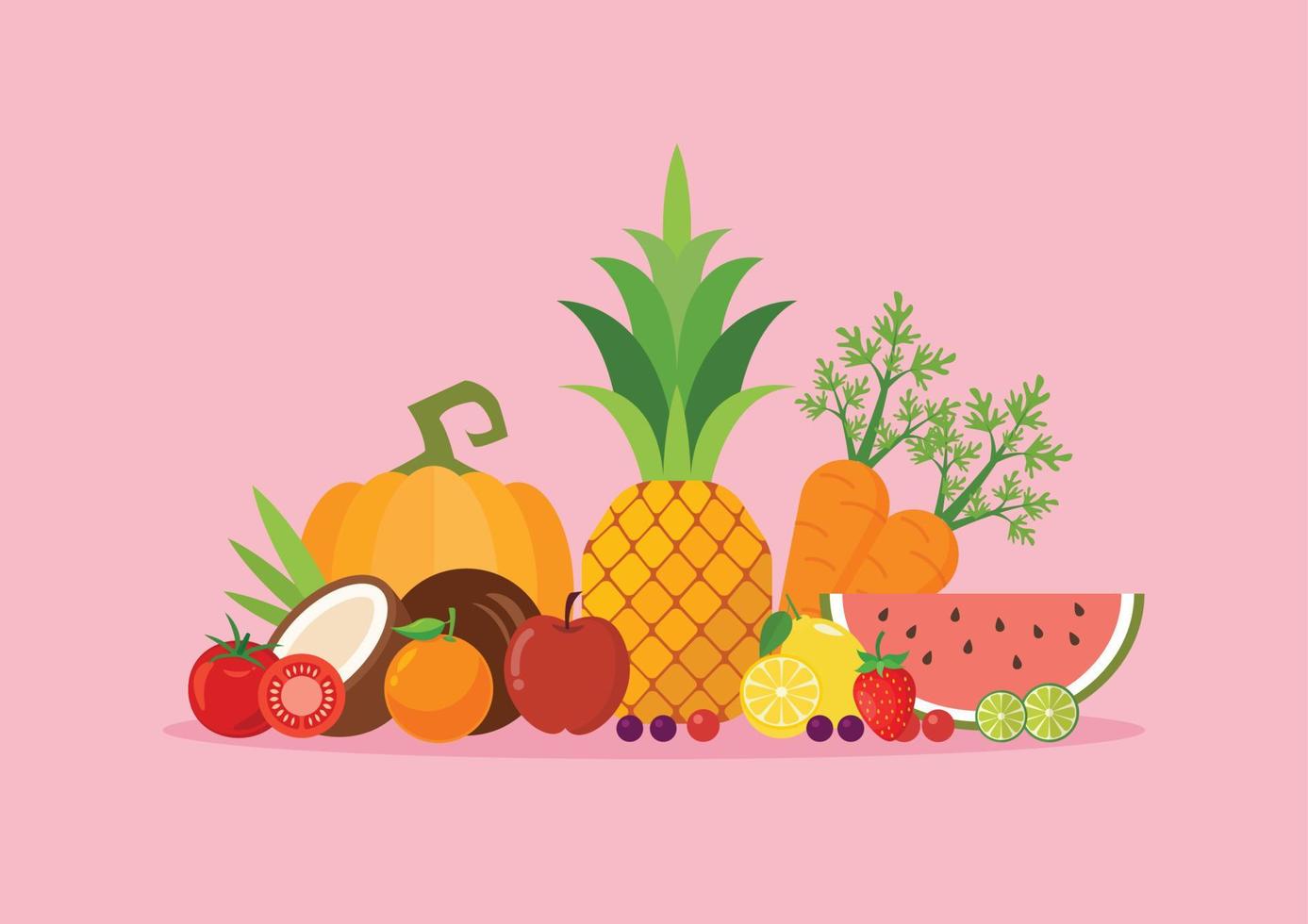 Natural food fruit and vegetable vector
