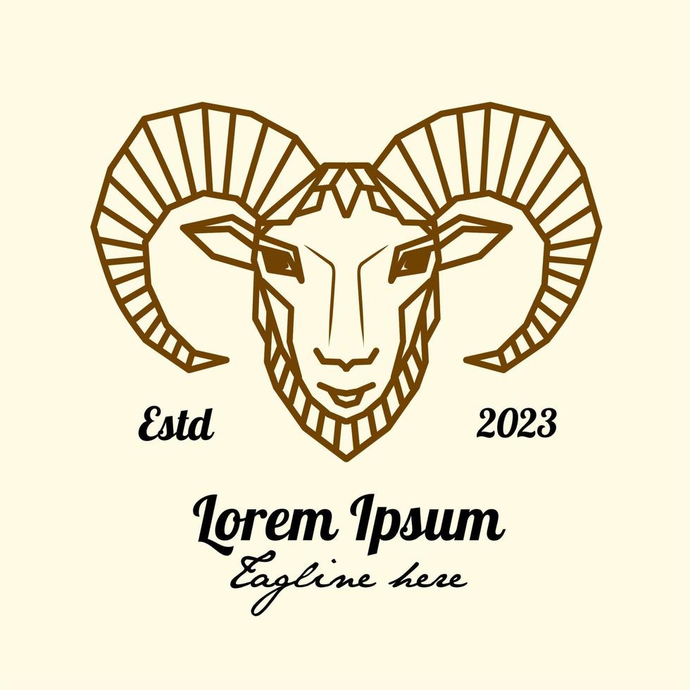 goat outline line vintage logo vector