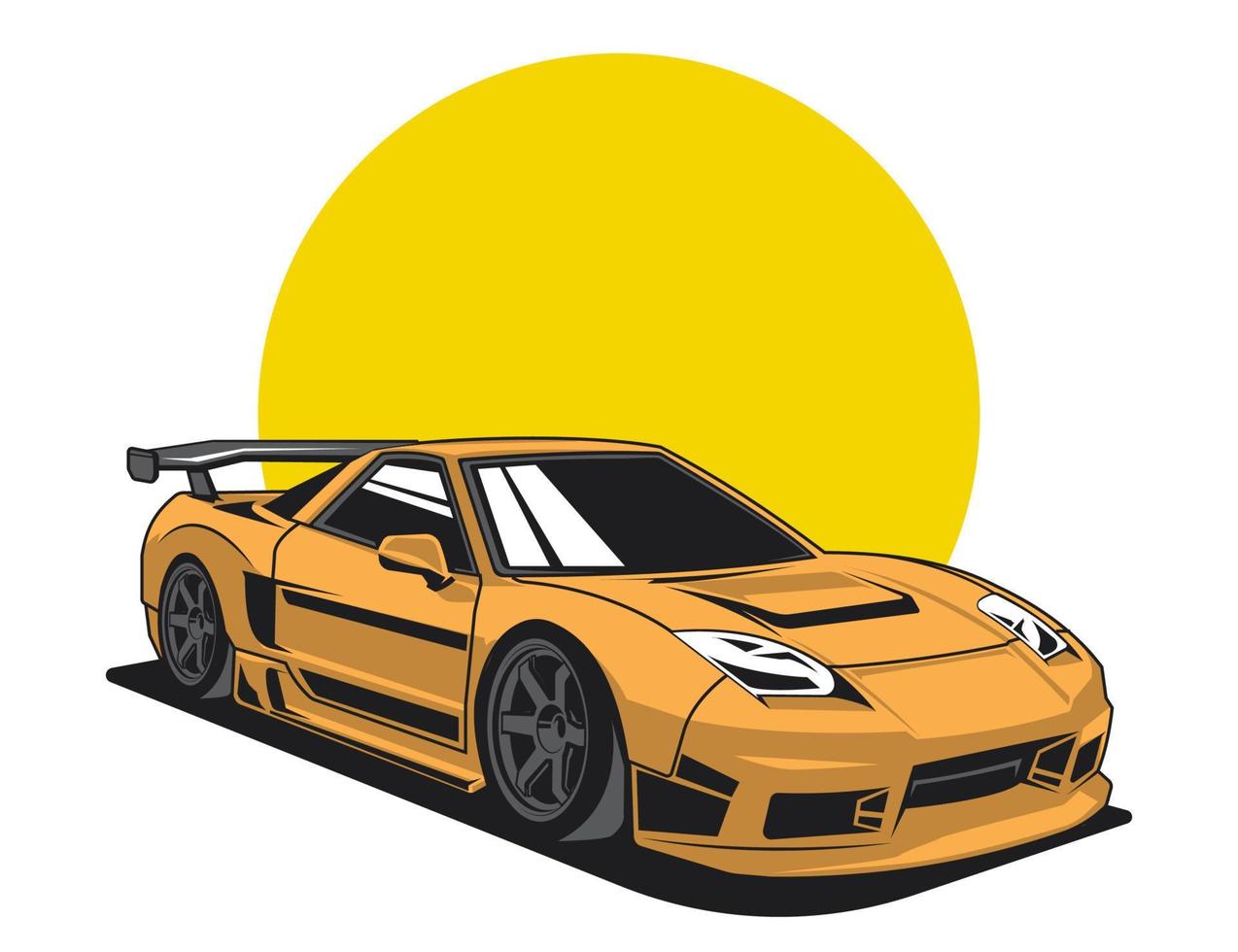 vector de diseño de modificación de coche súper genial en color amarillo ilustración diseño gráfico