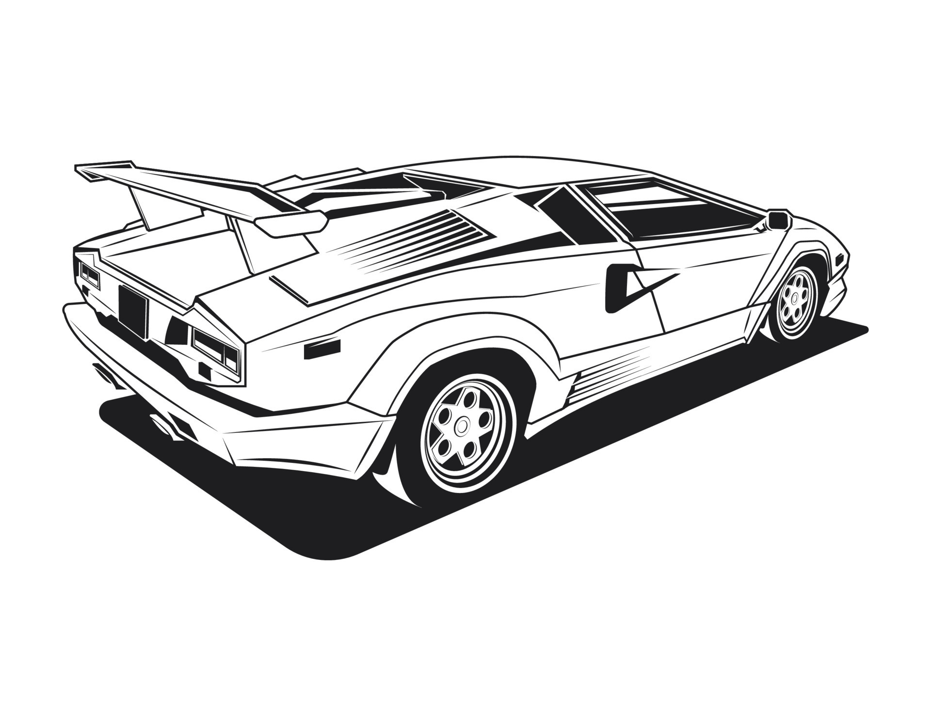 old super car coloring page graphic - Old Super Car Coloring Page Graphic Design Illustration Free Vector