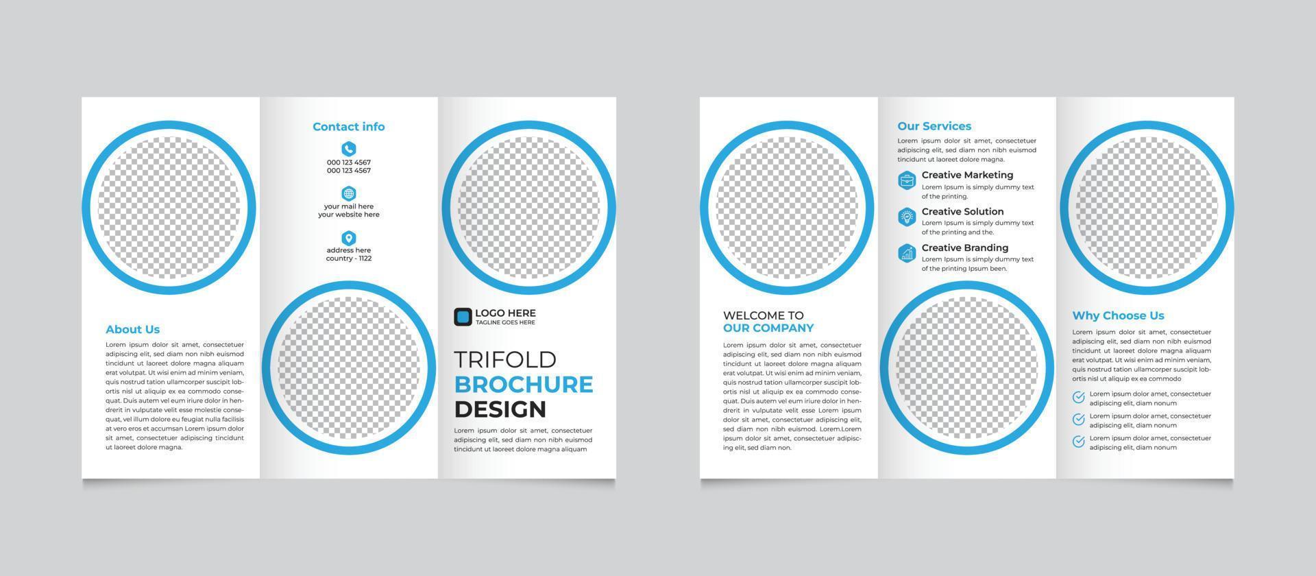 Modern trifold brochure template design, Professional business Tri fold flyer template, Abstract trifold brochure template, Creative business square trifold brochure template design Free Vector