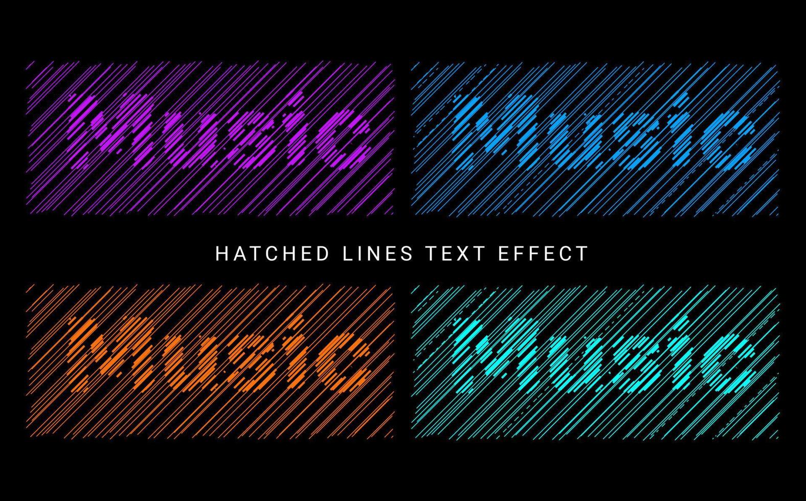 Music Hatched Lines Text Effect vector