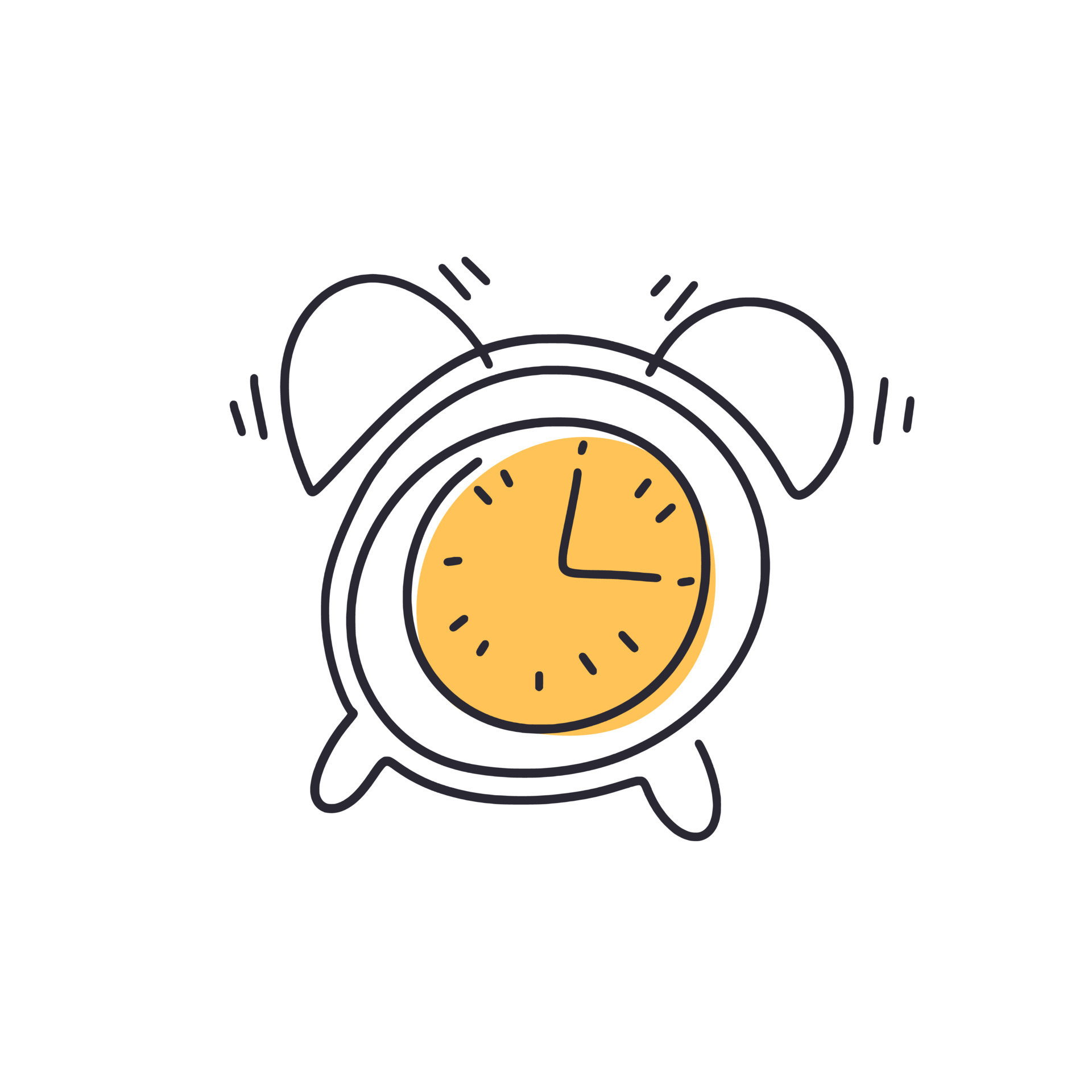 Continuous one line alarm clock contour drawing. Wake up or time is out