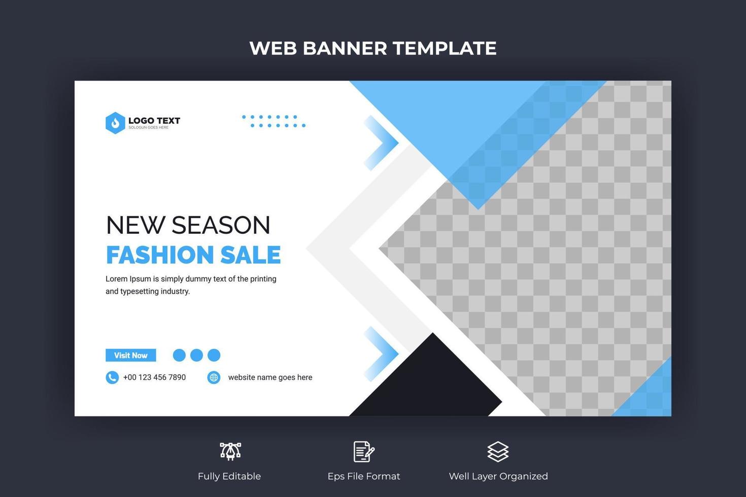 Fashion sale social media cover, web banner, and video thumbnail template vector