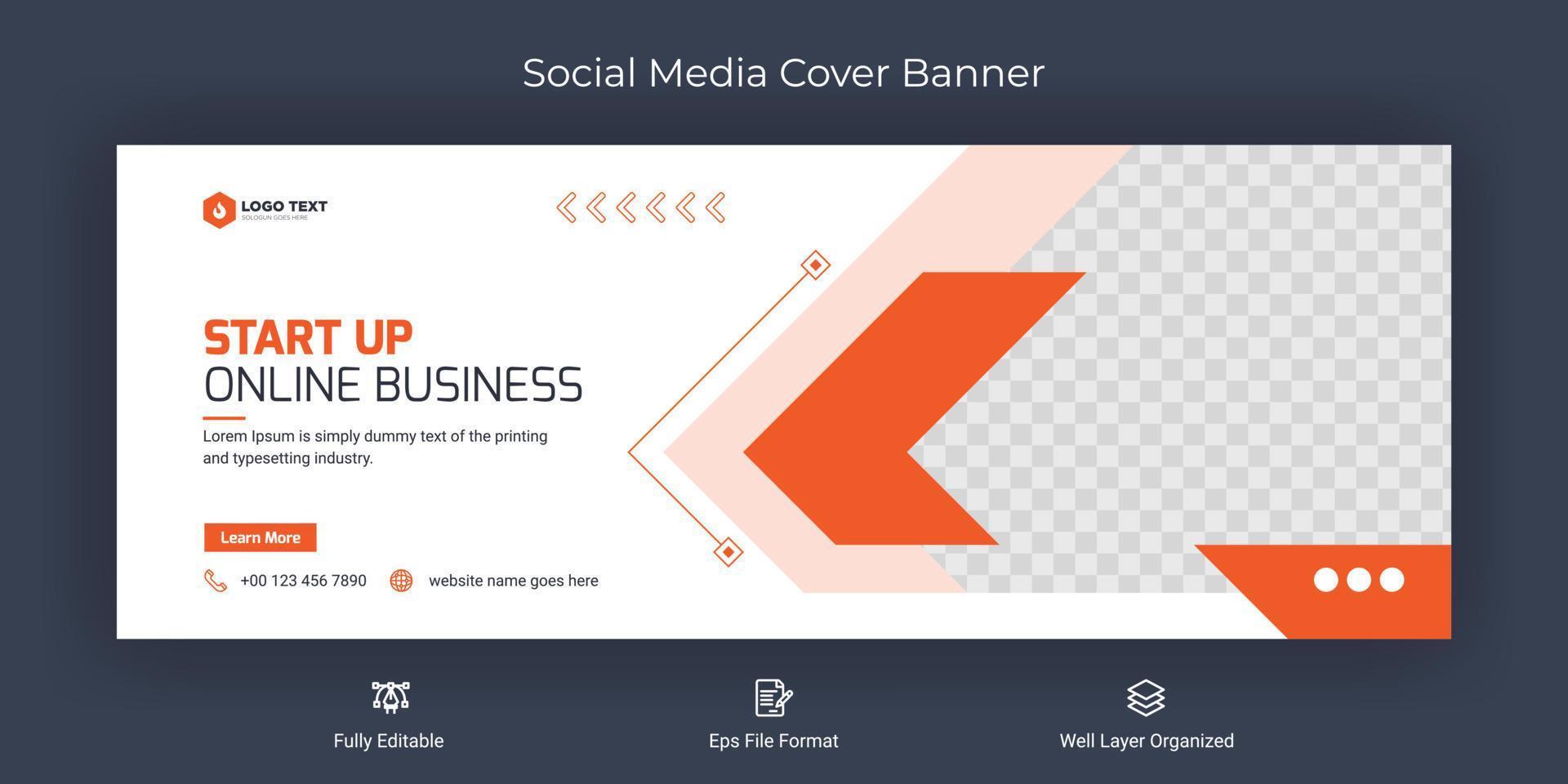 plantilla de publicación de banner de portada de redes sociales de marketing de negocios corporativos creativos vector