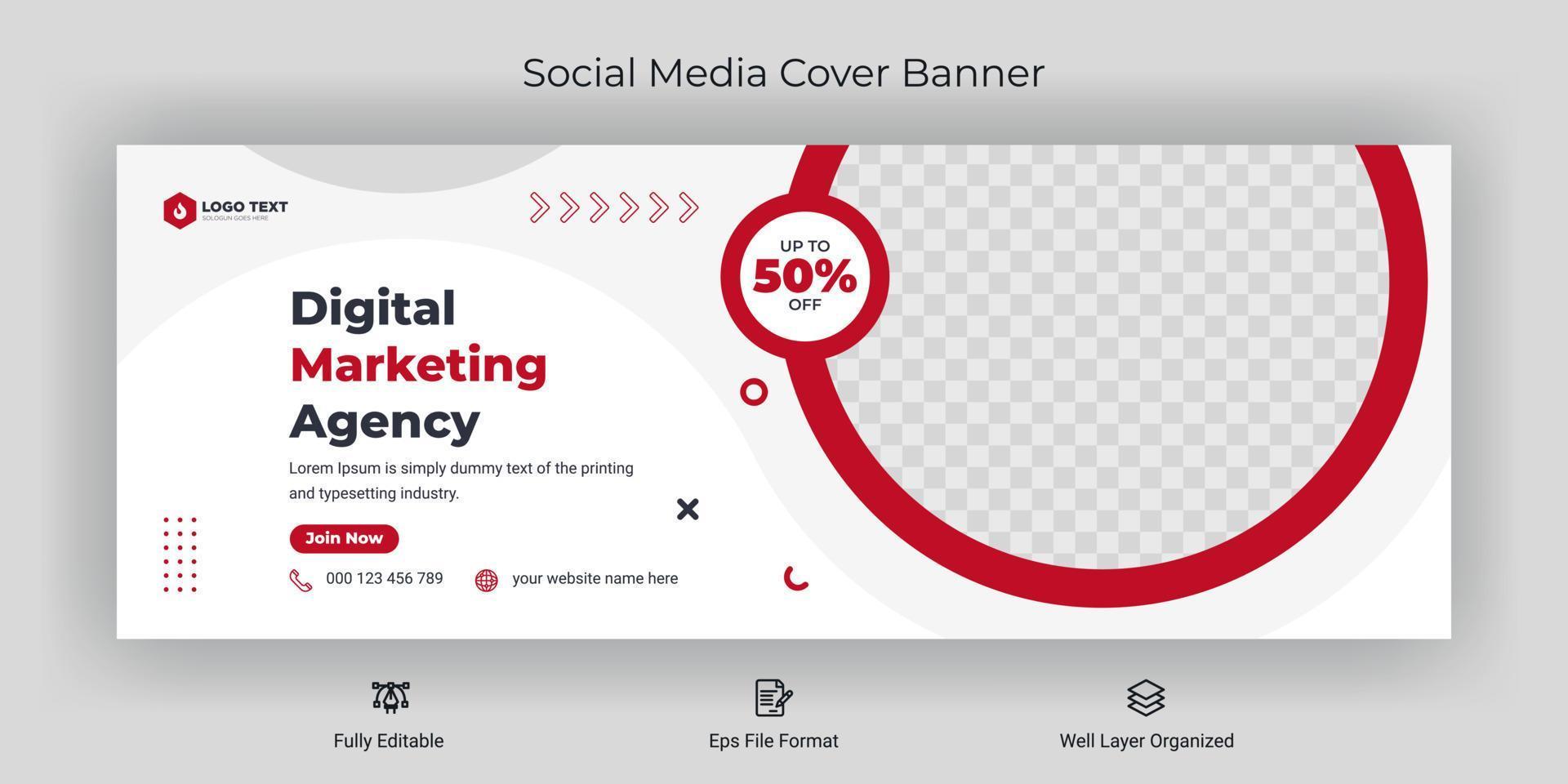 plantilla de publicación de banner de portada de redes sociales de marketing de negocios corporativos creativos vector