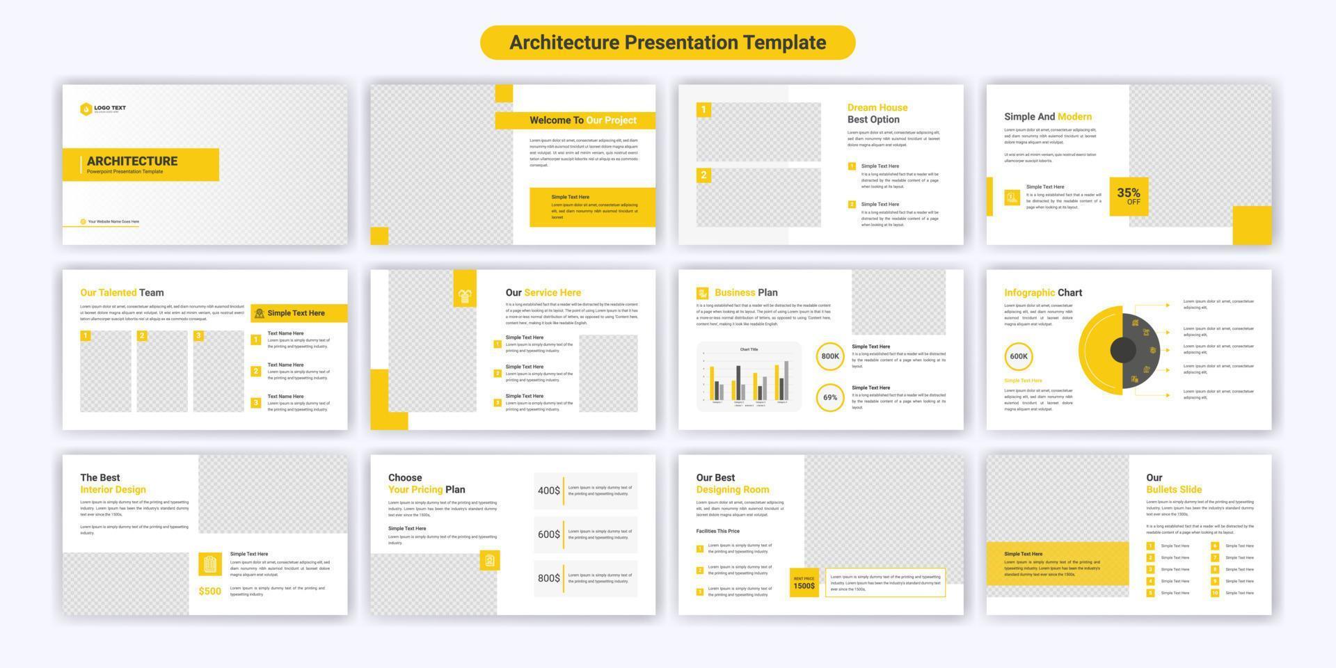 Modern Architecture PowerPoint presentation slides template design. Use for modern keynote presentation background, brochure design, website slider, landing page, annual report, company profile vector