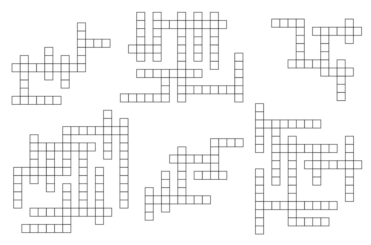 Crossword game quiz grids set vector