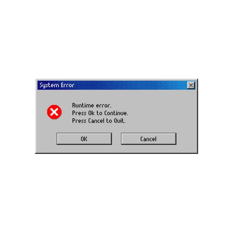 Error message window on computer system warning vector