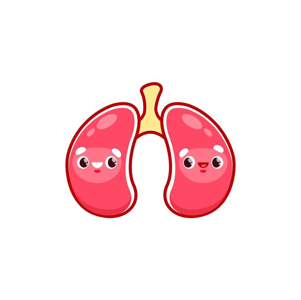 Cartoon lungs human pulmonary body organ character vector
