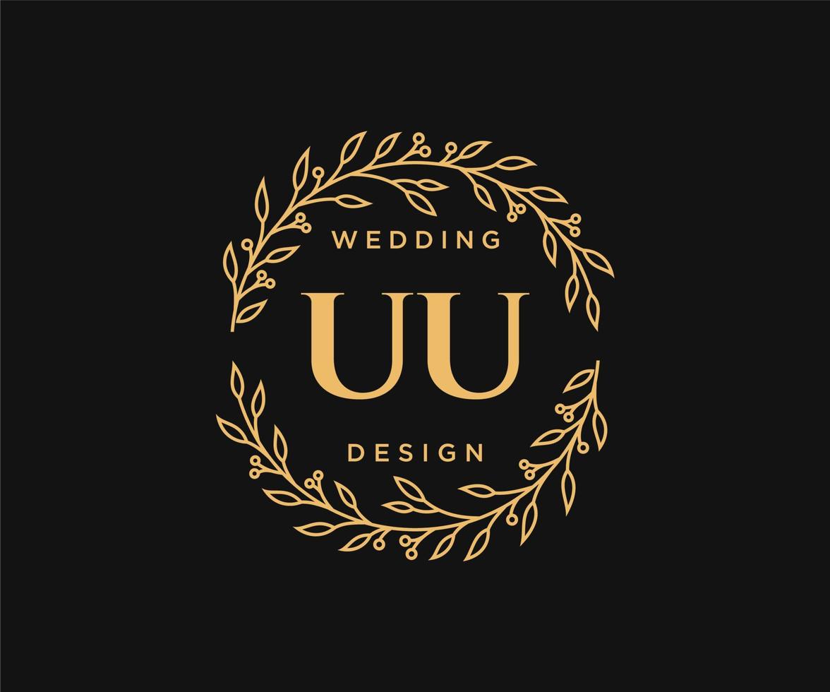 colección de logotipos de monograma de boda con letras iniciales uu, plantillas florales y minimalistas modernas dibujadas a mano para tarjetas de invitación, guardar la fecha, identidad elegante para restaurante, boutique, café en vector