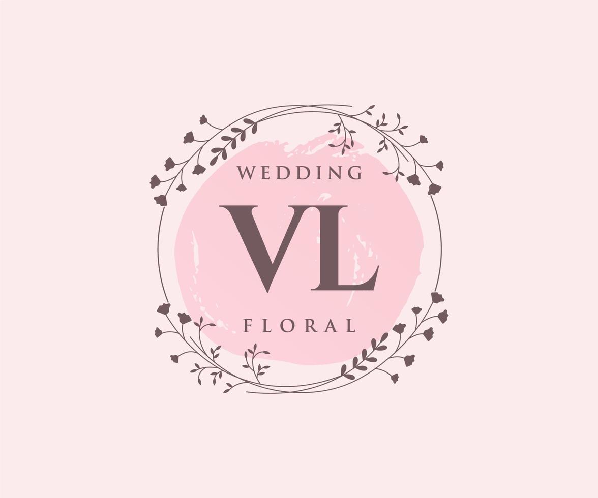 VL Initials letter Wedding monogram logos template, hand drawn modern minimalistic and floral templates for Invitation cards, Save the Date, elegant identity. vector