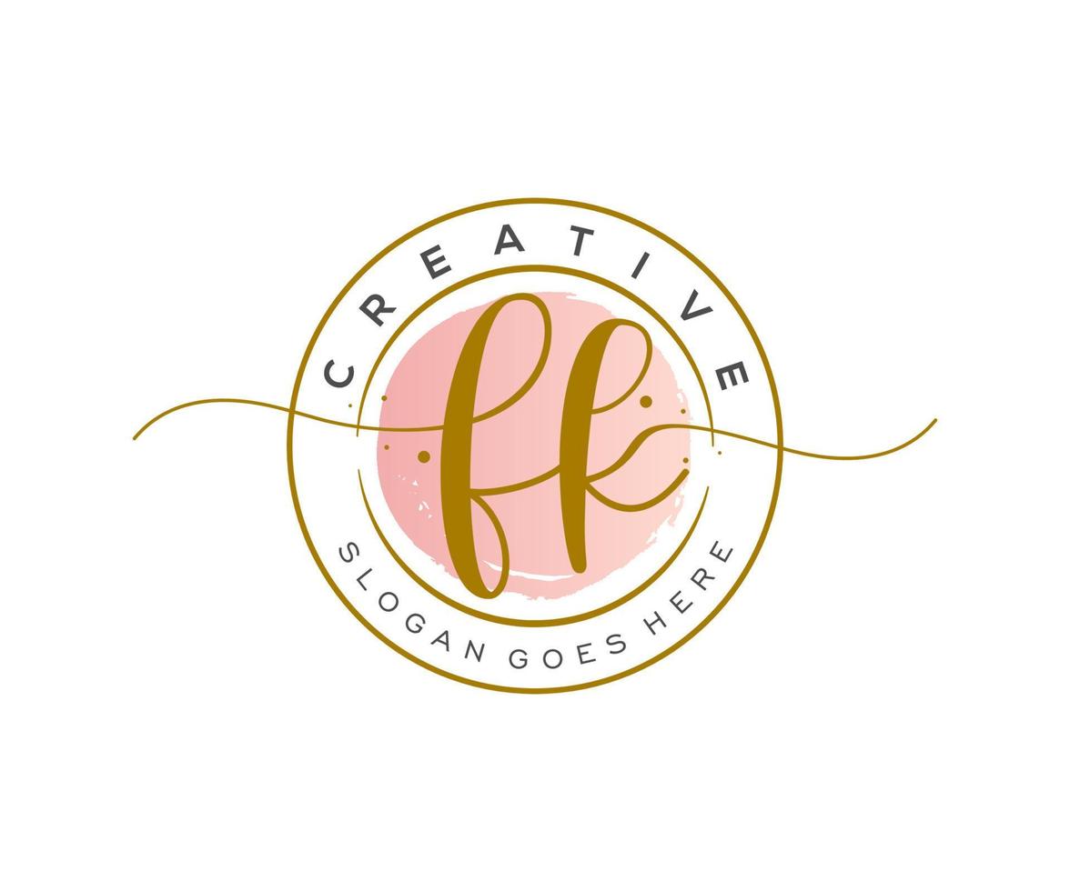 initial FK Feminine logo beauty monogram and elegant logo design, handwriting logo of initial signature, wedding, fashion, floral and botanical with creative template. vector