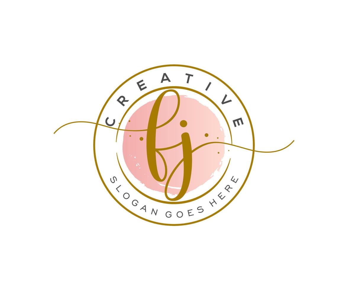 initial FJ Feminine logo beauty monogram and elegant logo design, handwriting logo of initial signature, wedding, fashion, floral and botanical with creative template. vector