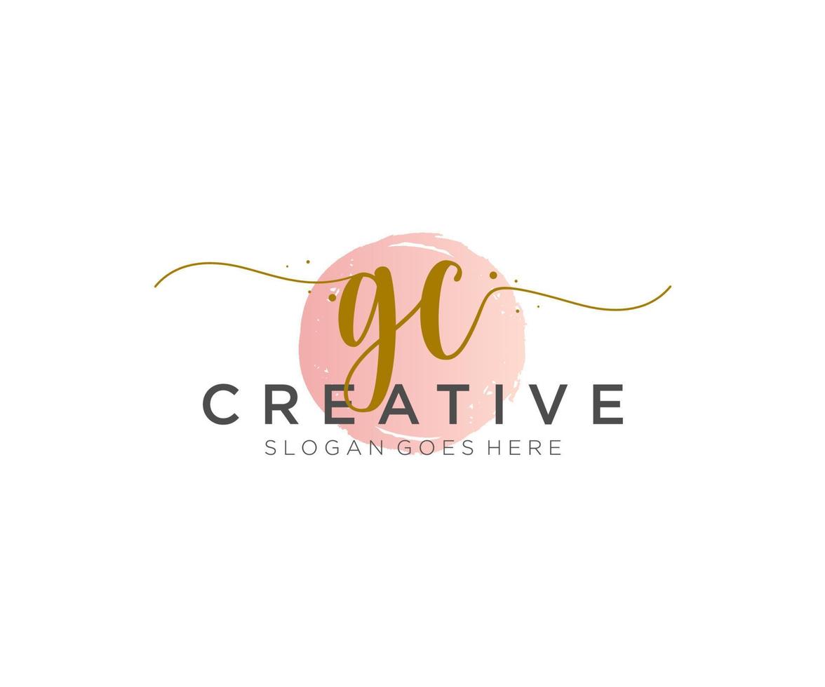 initial GC Feminine logo beauty monogram and elegant logo design, handwriting logo of initial signature, wedding, fashion, floral and botanical with creative template. vector