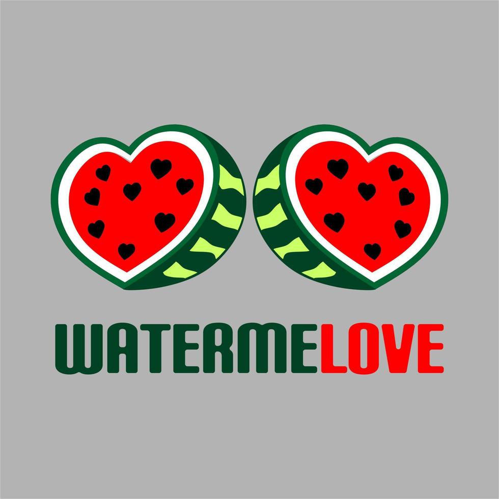 Vector Logo Image of 2 Watermelon Shaped Love. Suitable for businesses in agriculture and food.