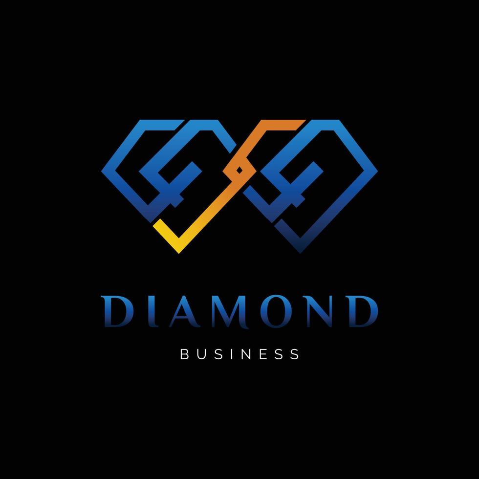 letra inicial número cuatro o número 4 plantilla de diseño de logotipo de icono de diamante vector