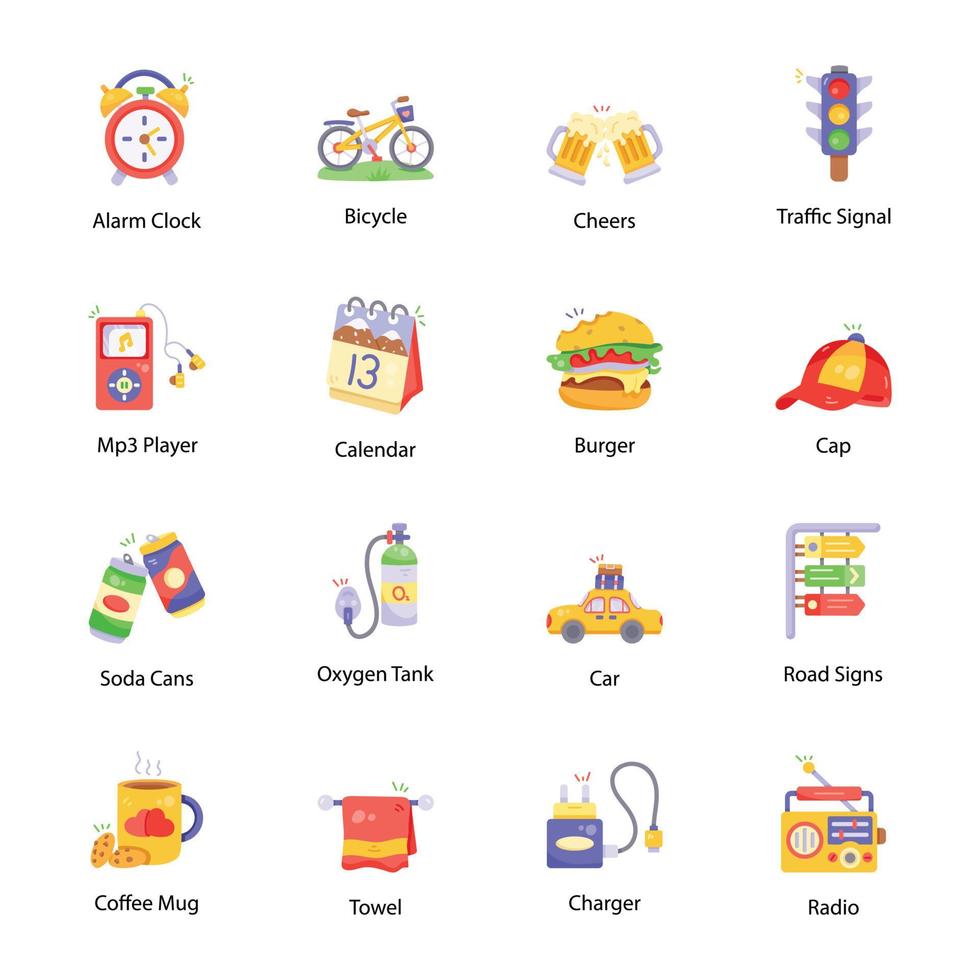 Bundle of Camping Flat Icons vector