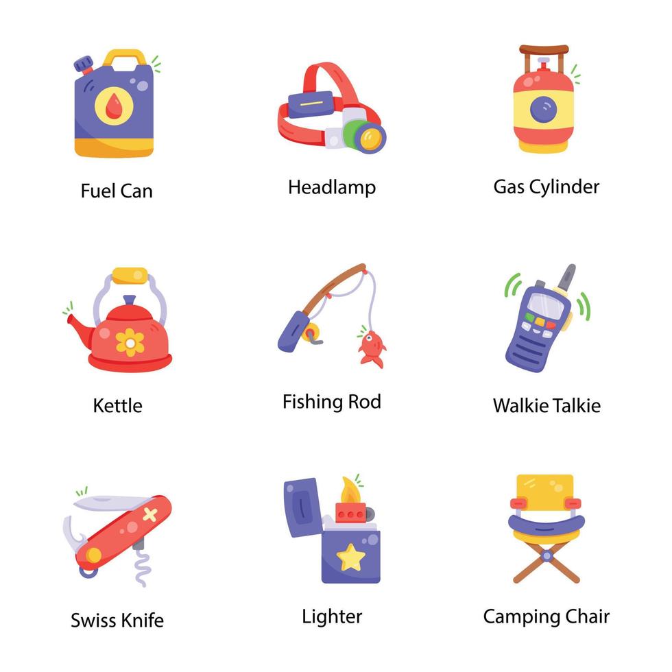 Pack of Beach Vacation Flat Icons vector