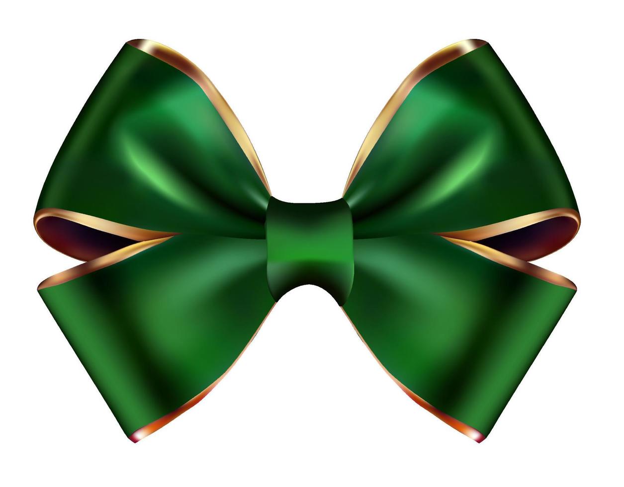 Green and Golden Bow with Ribbon on White vector