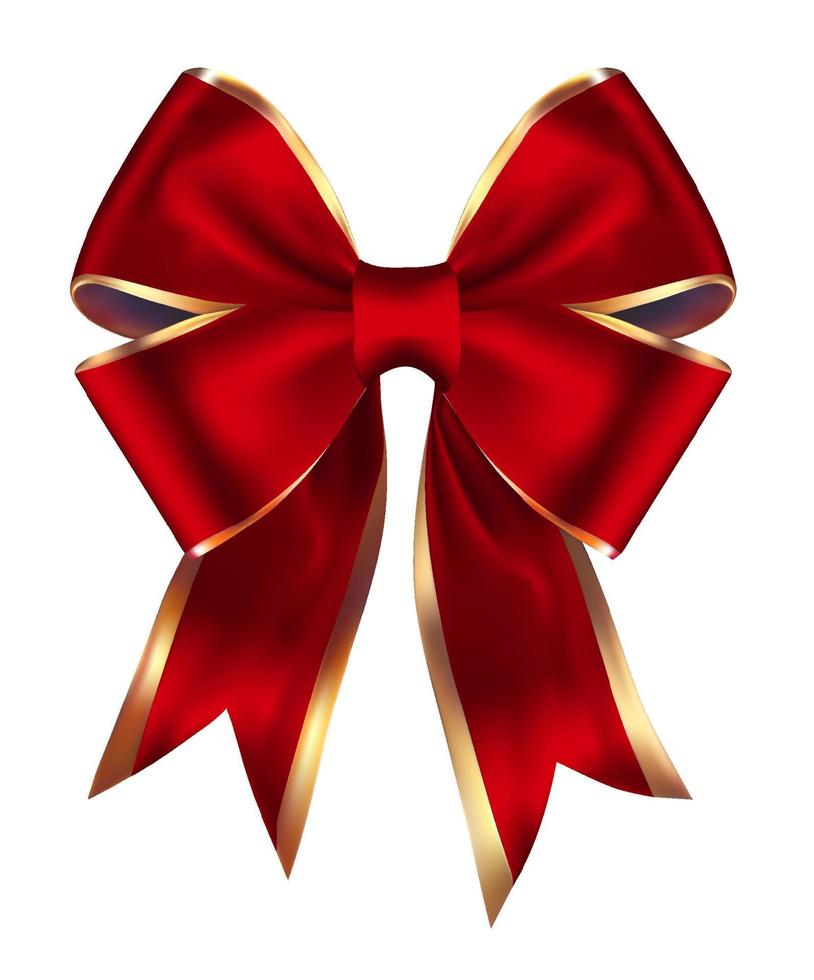 Red and Golden Bow with Ribbon on White vector