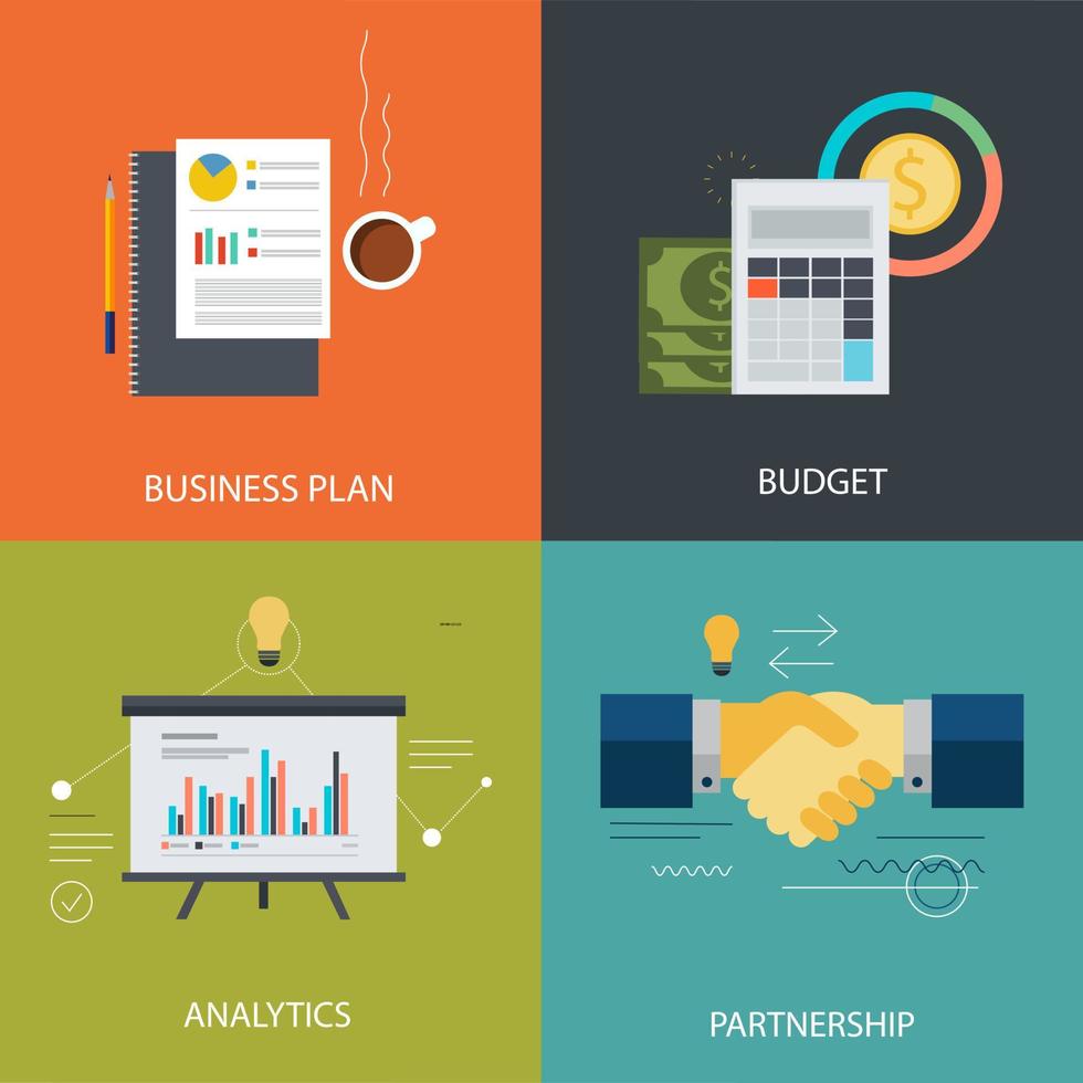 Set of flat design for digital marketing business on line concept for web banners, printed materials and social media. vector