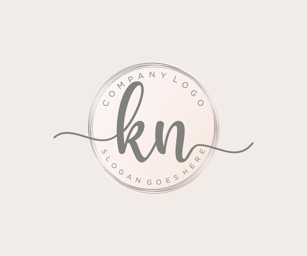 Initial KN feminine logo. Usable for Nature, Salon, Spa, Cosmetic and Beauty Logos. Flat Vector Logo Design Template Element.