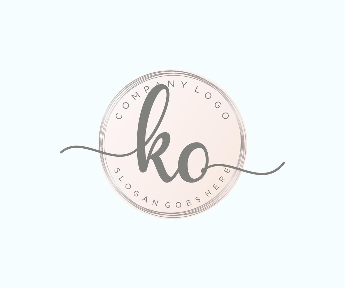 Initial KO feminine logo. Usable for Nature, Salon, Spa, Cosmetic and Beauty Logos. Flat Vector Logo Design Template Element.