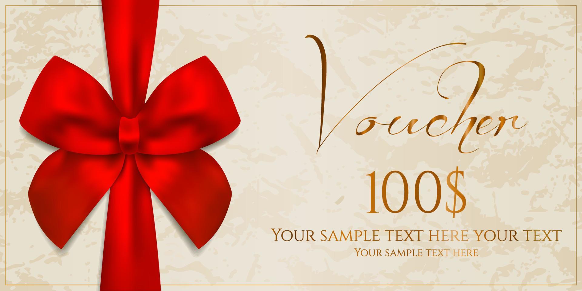 Luxury Gift Voucher Coupon with Realistic Detailed 3d Elements . Vector illustration of Template Monetary Value Vouchers Coupons