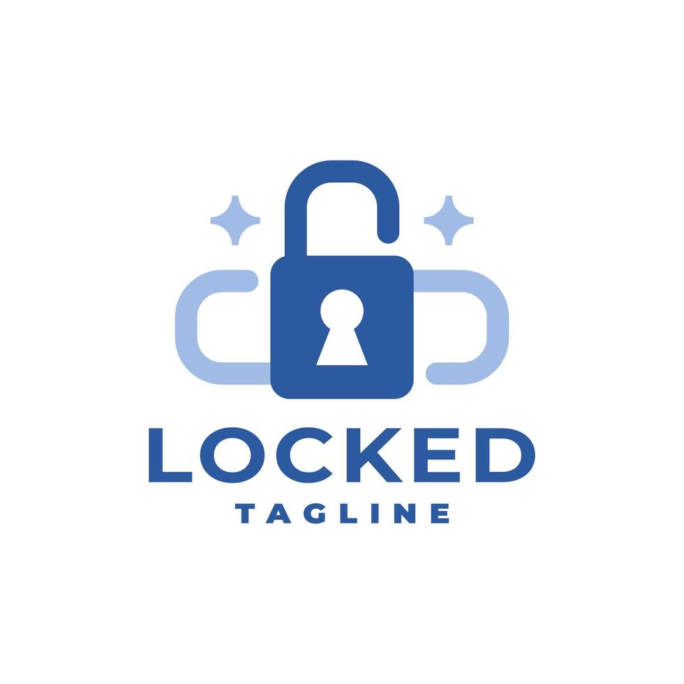 illustration of a padlock with a two stars. key logo graphic template. locked logo vector template.