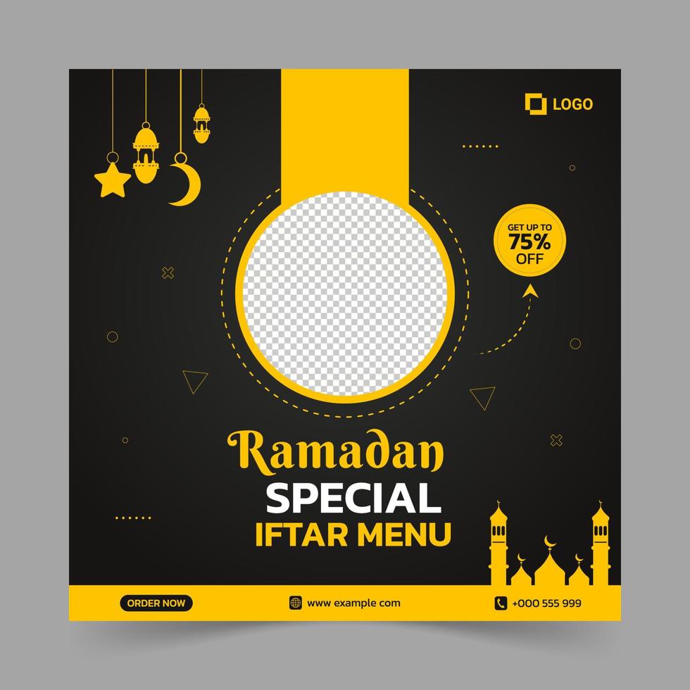 Ramadan special iftar menu social media post template vector