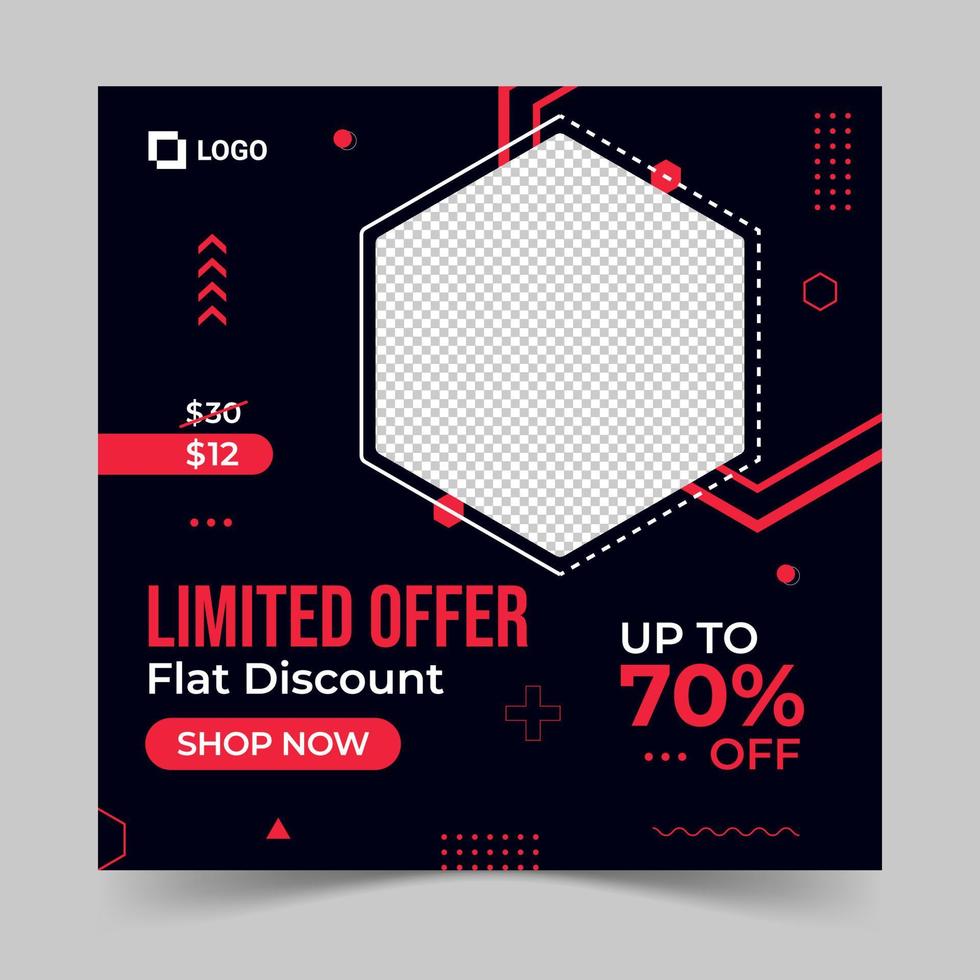 diseño de banner web promocional de moda moderna con ofertas de descuento. vector de publicación de redes sociales de venta de artículos de moda exclusivos.