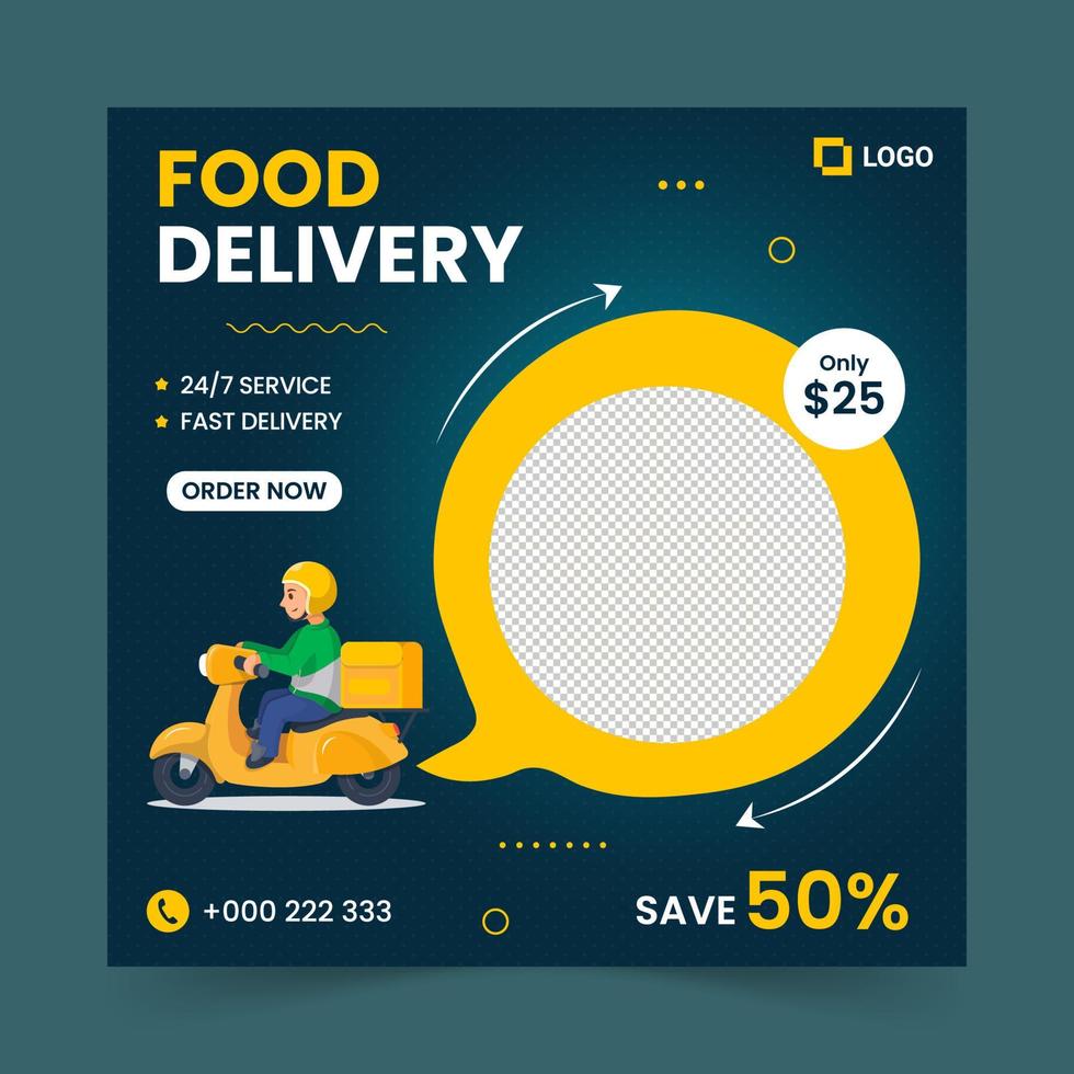 Food delivery service social media banner template vector