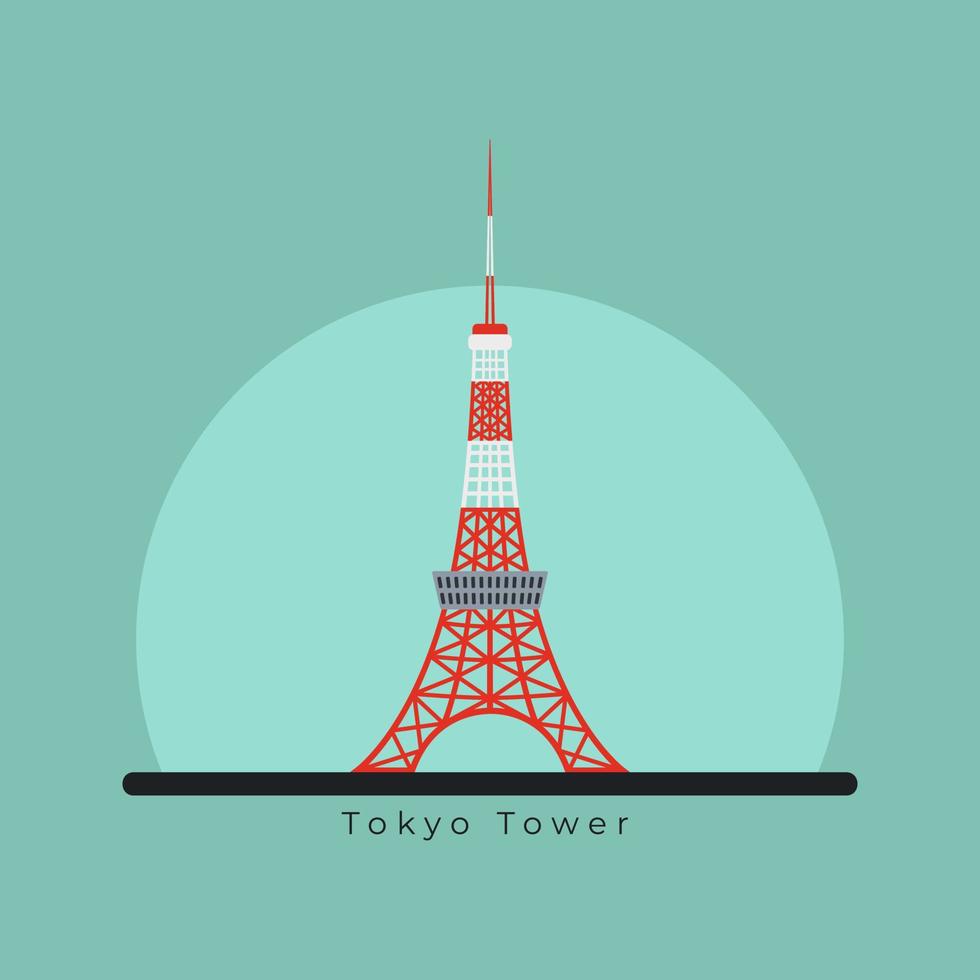 Concept Vector Illustration Tourism Place Tokyo Tower in Japan Asia
