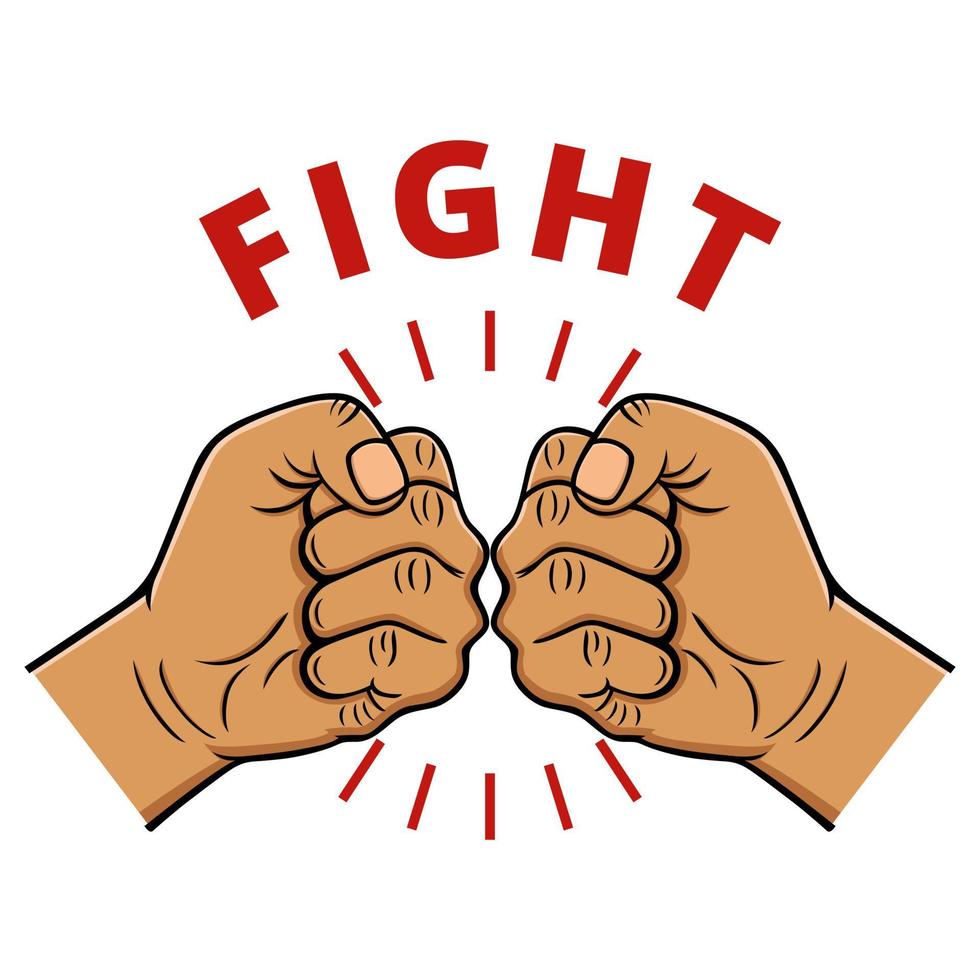 Fight Hand Gesture Symbol. Fist Hand Battle Punch Power. Competition Fighting Vector Conceptual