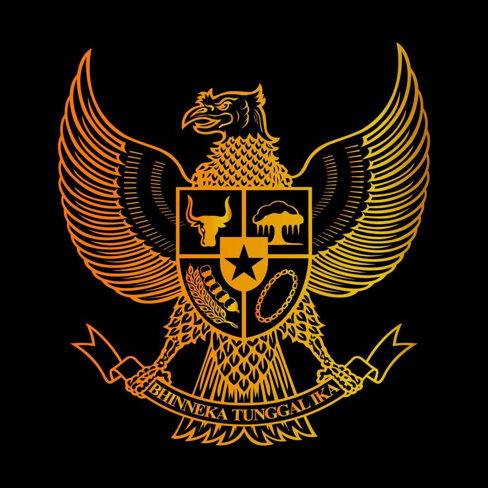 símbolo de pájaro águila mascota de indonesia. diseño vectorial del logotipo nacional de la cultura indonesia del patrimonio vector