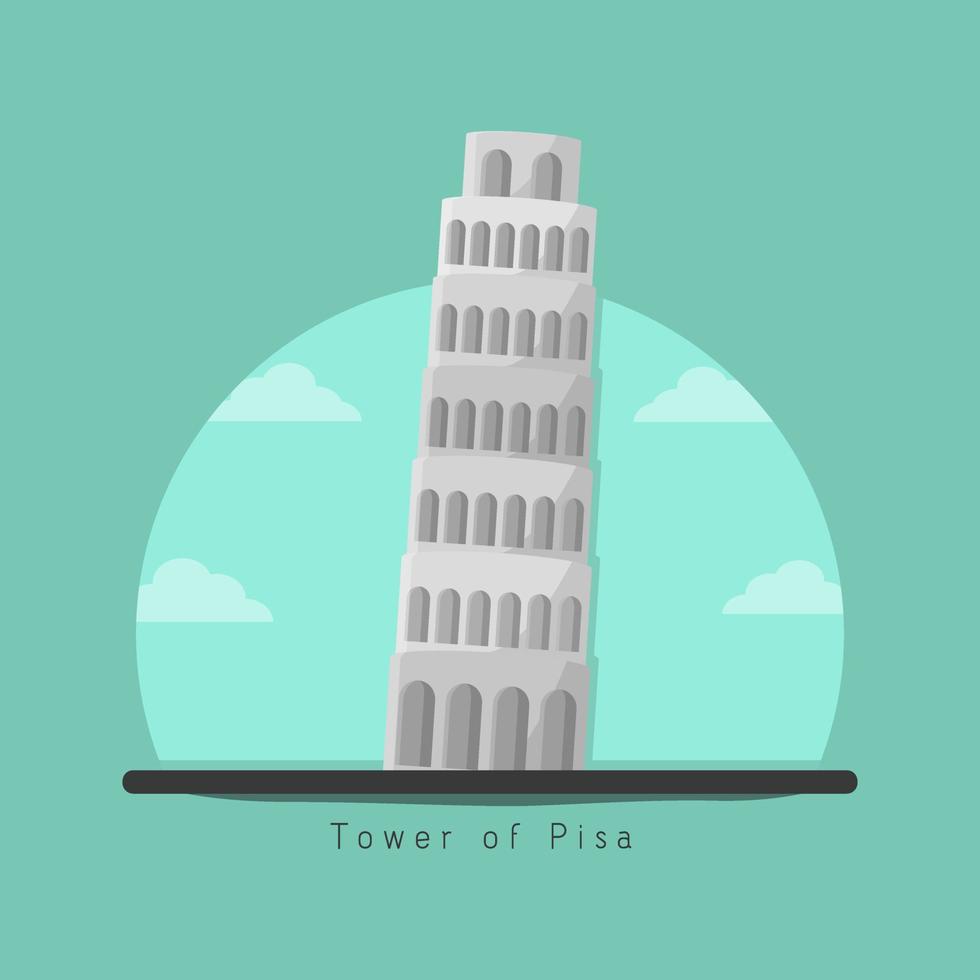 torre de pisa de italia edificio emblemático ilustración vectorial conceptual vector