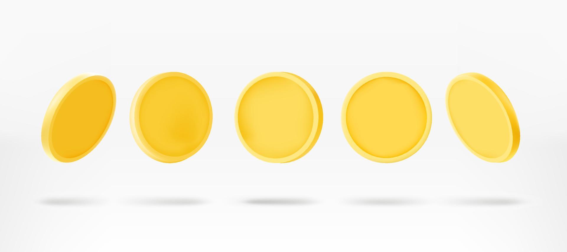 Golden coins set. Comic style. Vector 3d clipart isolated on white background