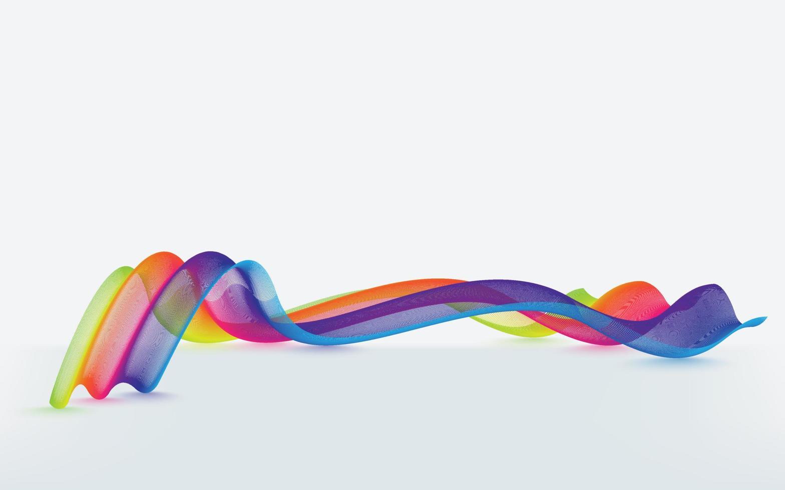 Colorful abstract wave line art design on white background. Rainbow wave line vector design