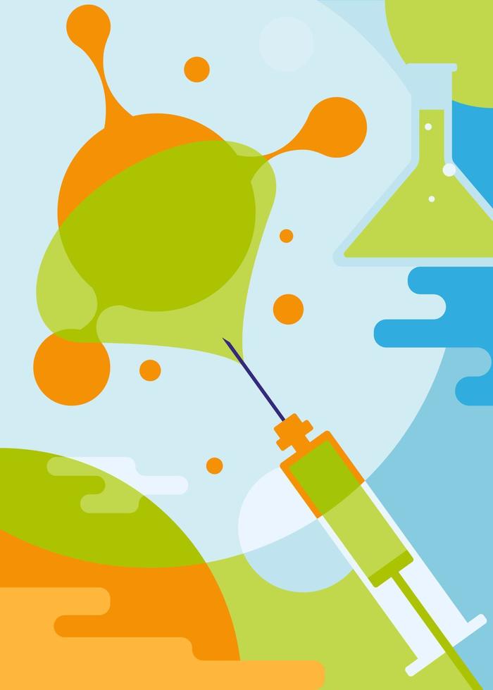Poster with vaccine and virus. vector