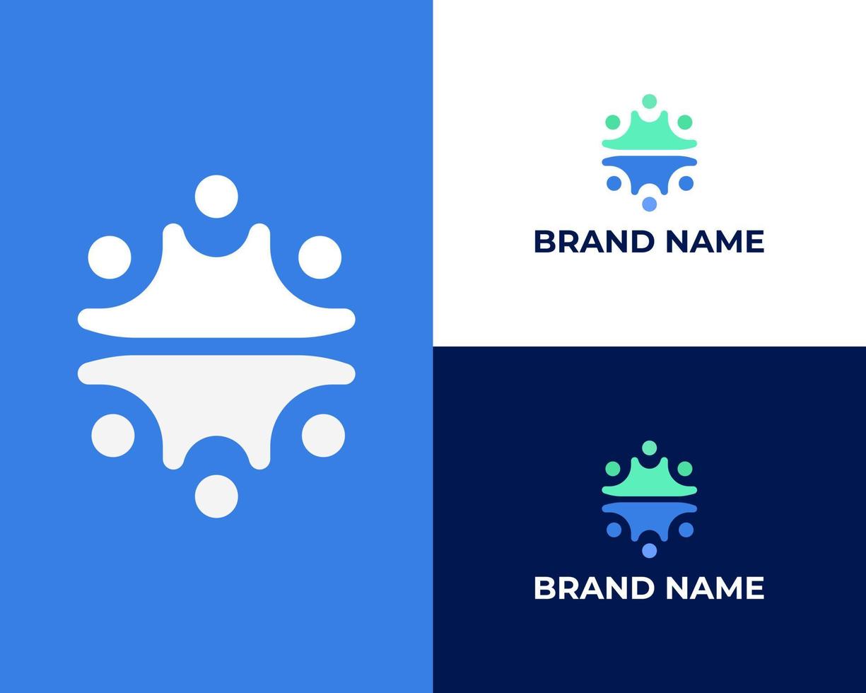 teamwork icon line business concept on blue background vector